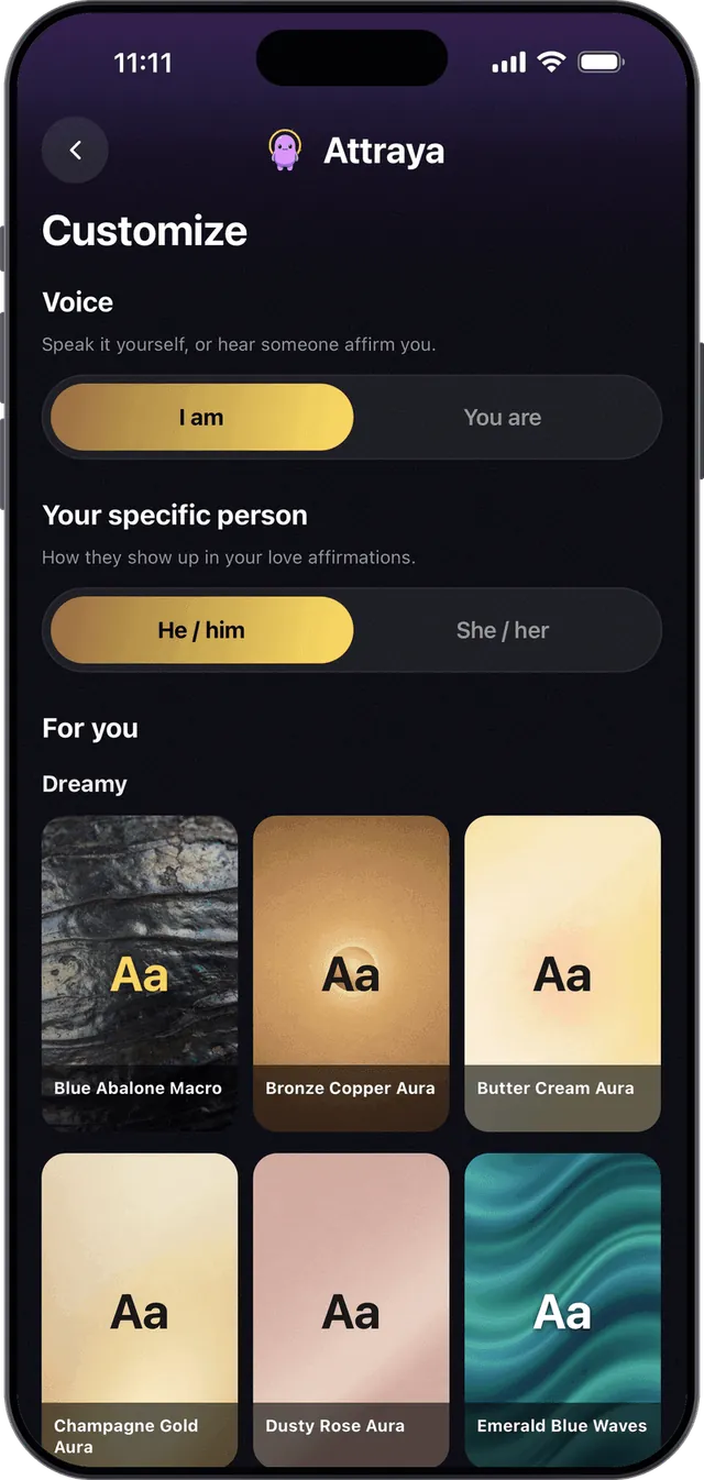 Your themes, your voice, your own affirmations