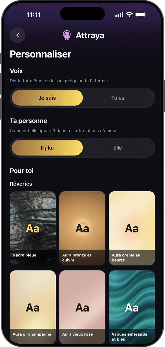 Tes thèmes, ta voix, tes propres affirmations